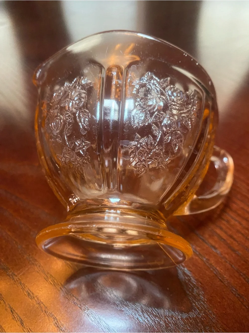 Federal Glass Company pink Sharon Rose Footed Creamer